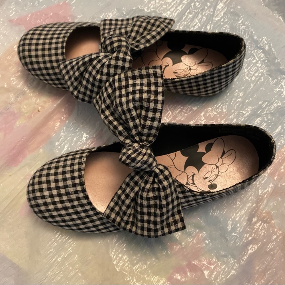 Minnie Mouse flats Bows black white checkered. SZ 13.5 Gently worn. - Picture 15 of 15